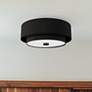 1_Hunter Brookside Matte Black with Frosted Glass 2 Light Flush Mount