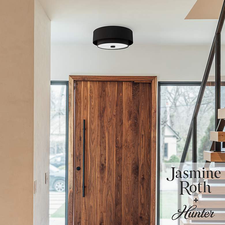 Image 3 Hunter Brookside Matte Black with Frosted Glass 2 Light Flush Mount more views