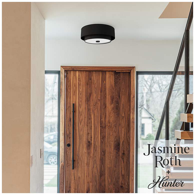 Image 4 Hunter Brookside Matte Black with Frosted Glass 2 Light Flush Mount more views