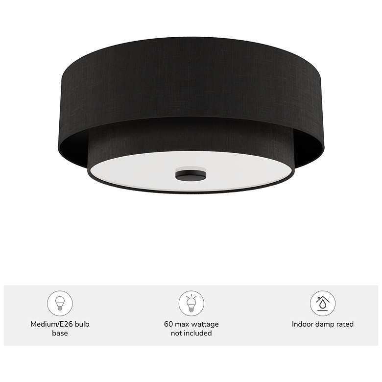 Image 6 Hunter Brookside Matte Black with Frosted Glass 2 Light Flush Mount more views