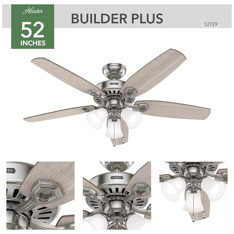 Image 5 Hunter Builder LED 52 in Brushed Nickel ENERGY STAR Indoor Fan more views
