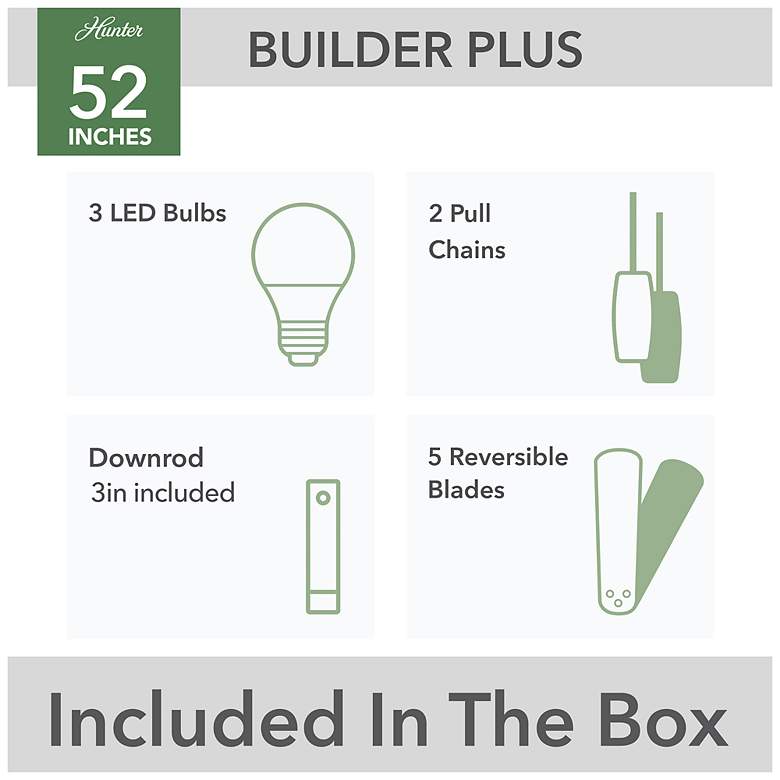 Image 7 Hunter Builder LED 52 in Brushed Nickel ENERGY STAR Indoor Fan more views
