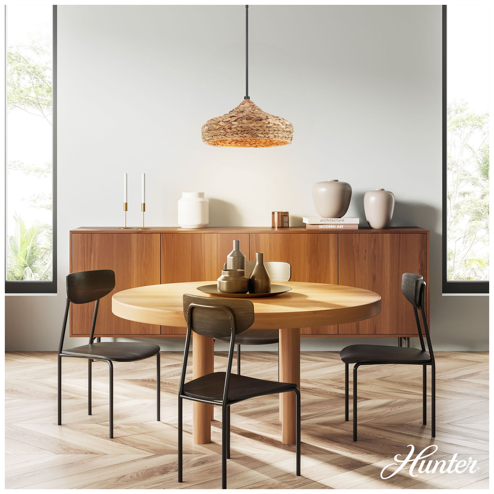 Image 3 Hunter Cambria Matte Black 1 Light Large Pendant Ceiling Light Fixture more views