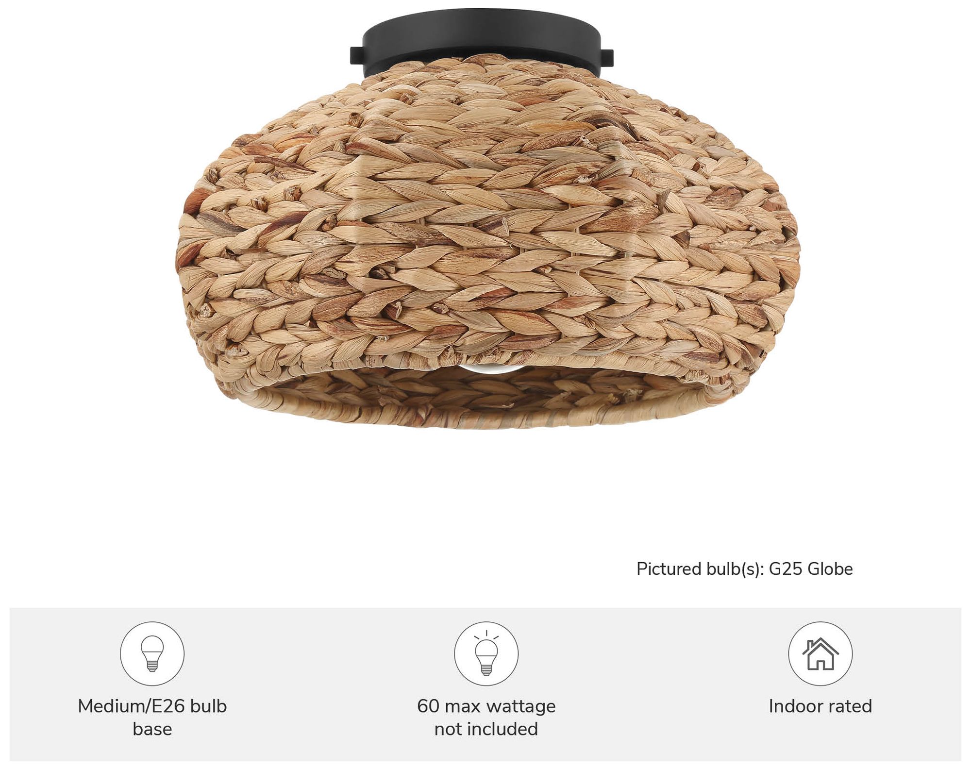 Image 5 Hunter Cambria Matte Black 1 Light Medium Flush Mount Ceiling Light Fixture more views