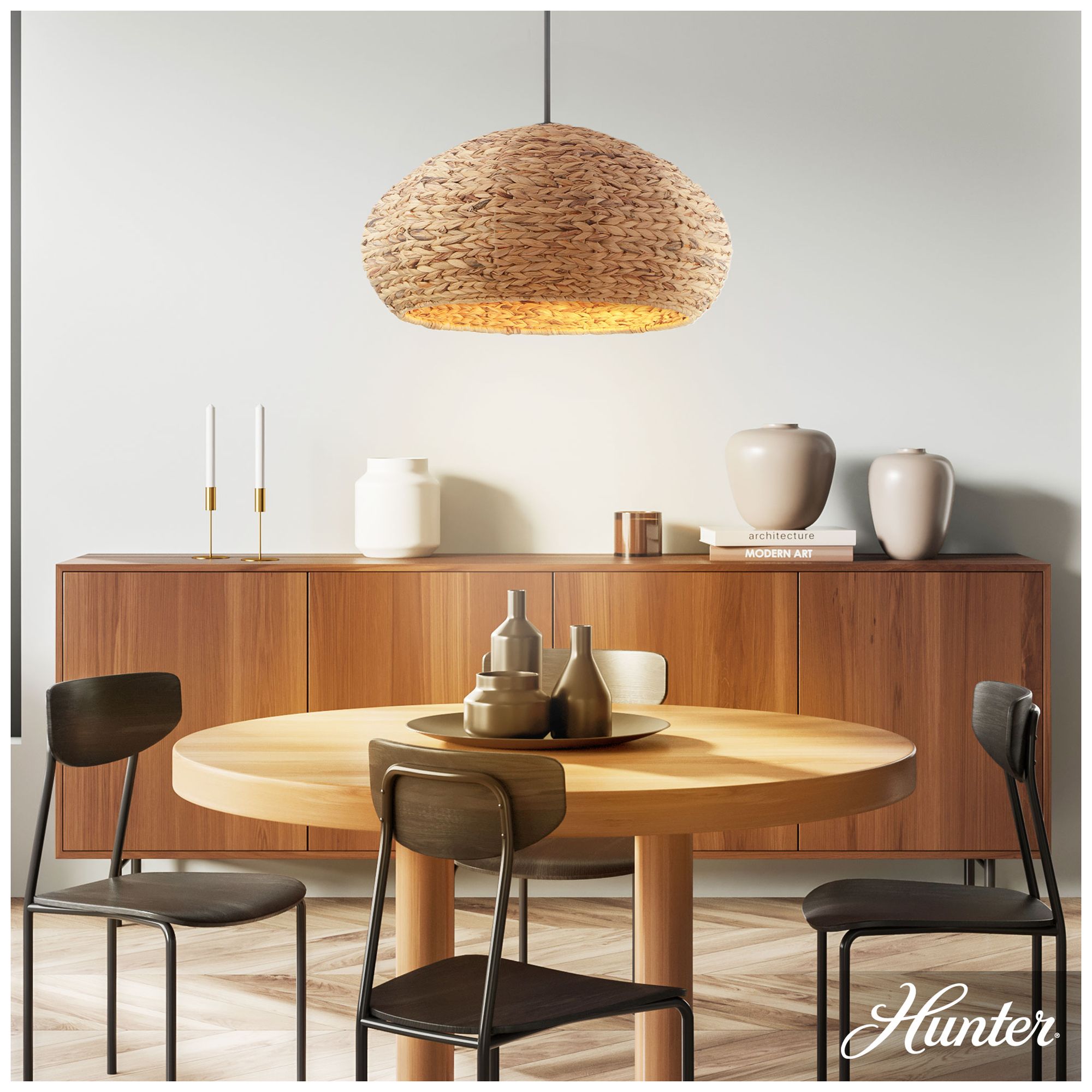 Image 3 Hunter Cambria Matte Black 3 Light Extra Large Pendant more views