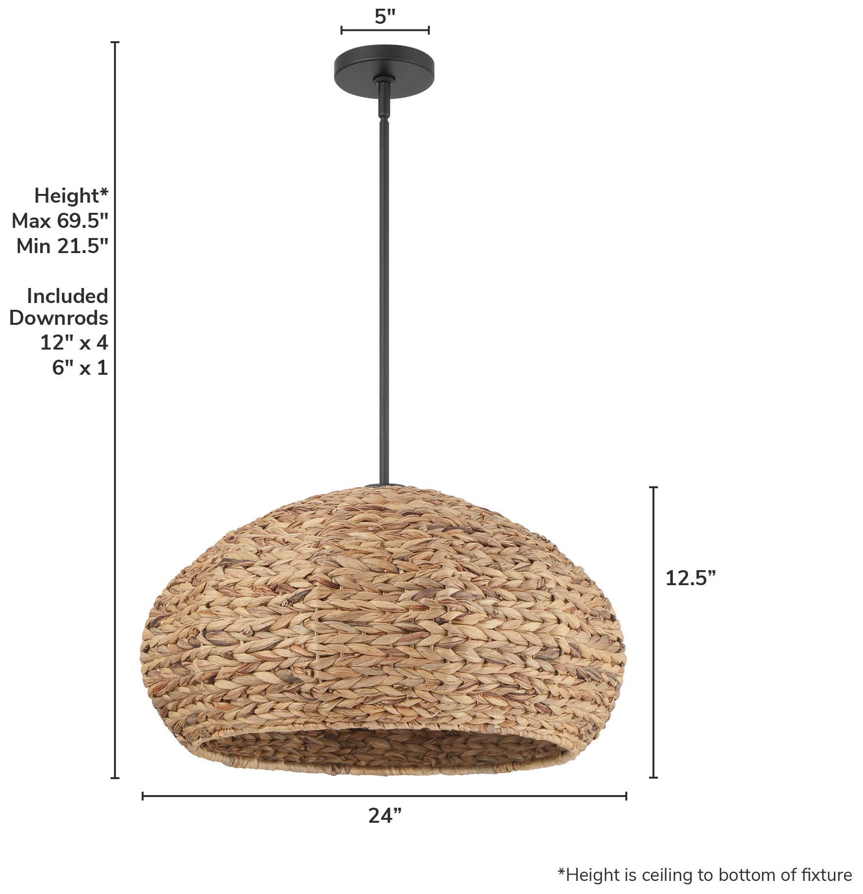 Image 6 Hunter Cambria Matte Black 3 Light Extra Large Pendant more views