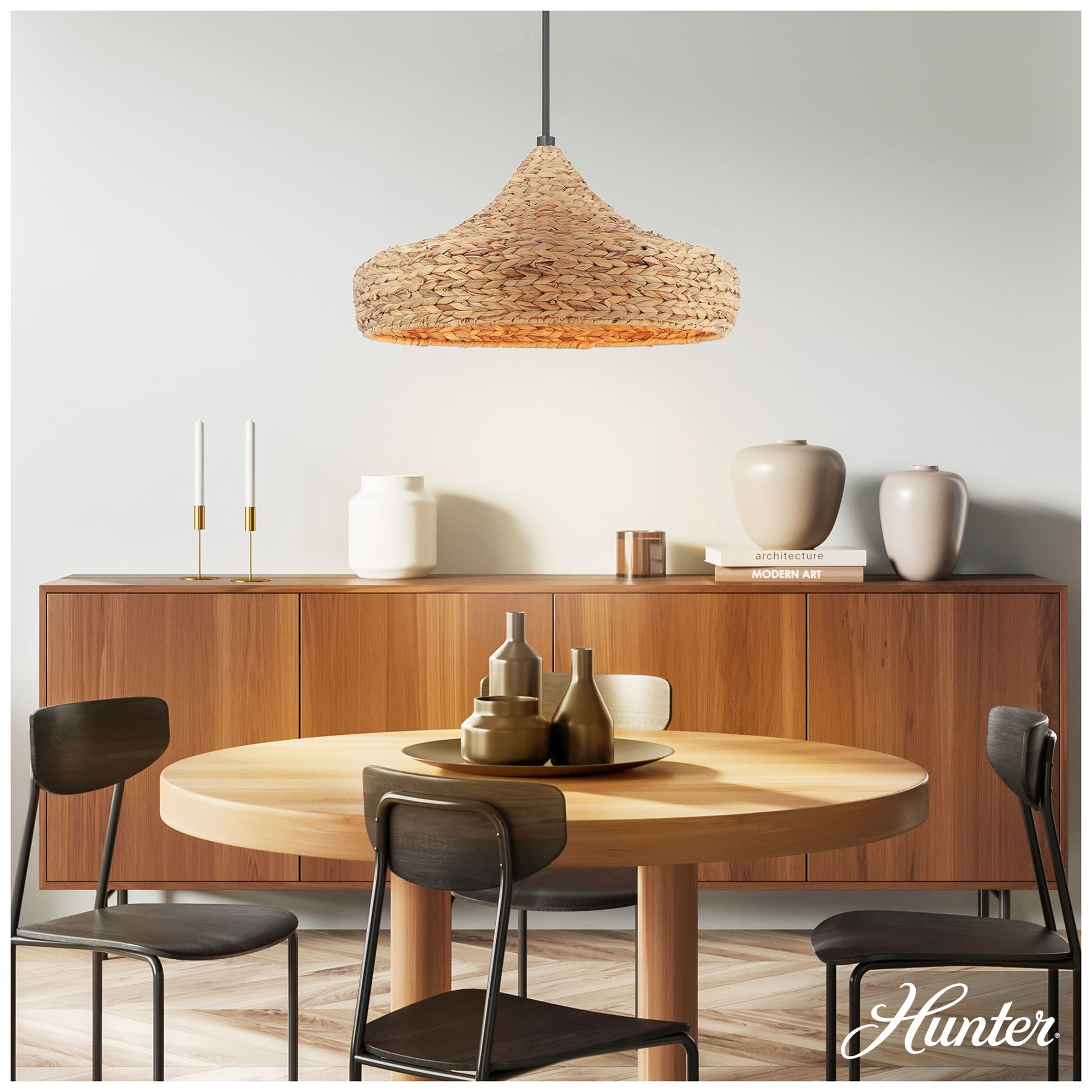 Image 3 Hunter Cambria Matte Black 3 Light Extra Large Pendant more views