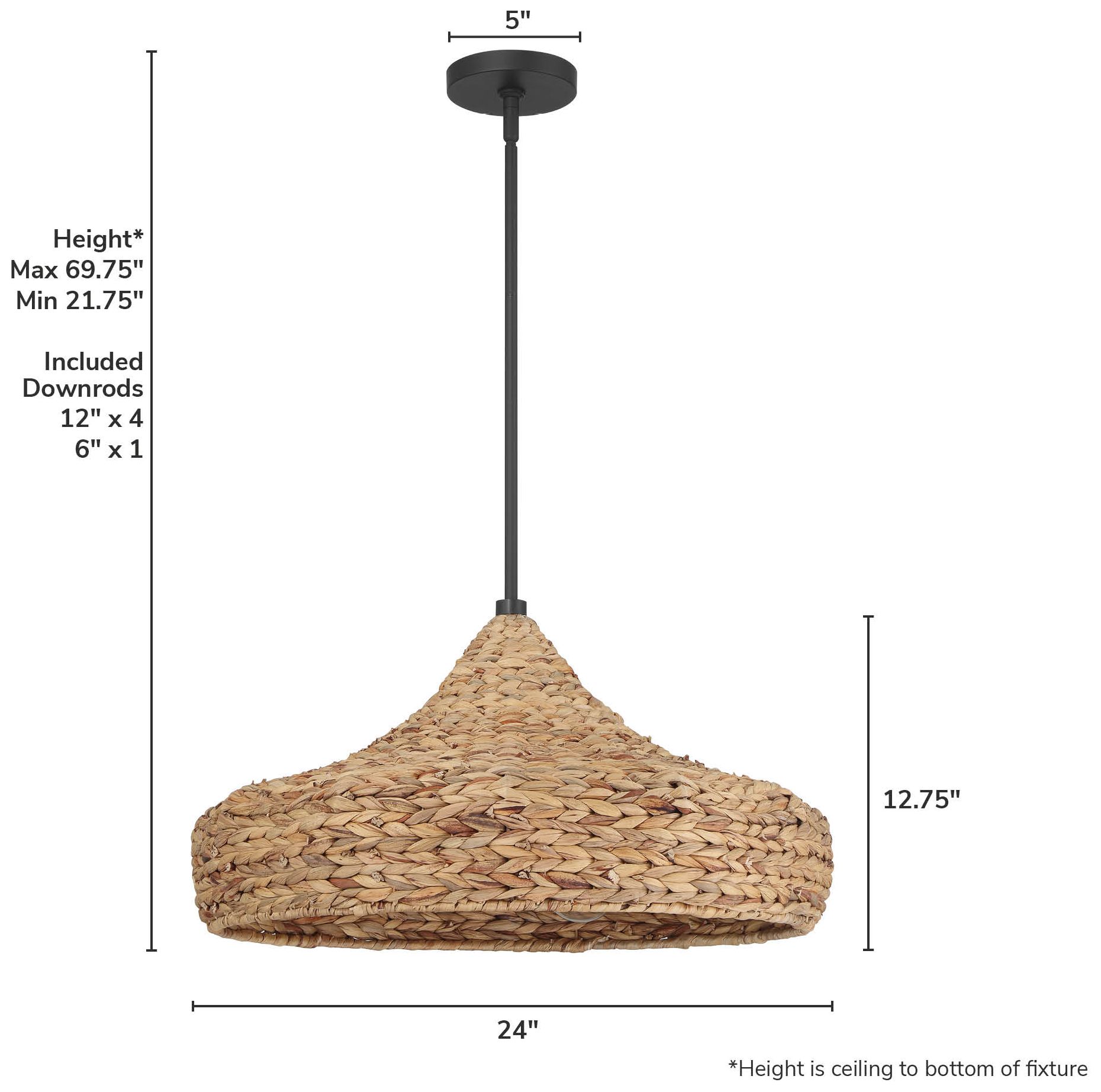 Image 6 Hunter Cambria Matte Black 3 Light Extra Large Pendant more views