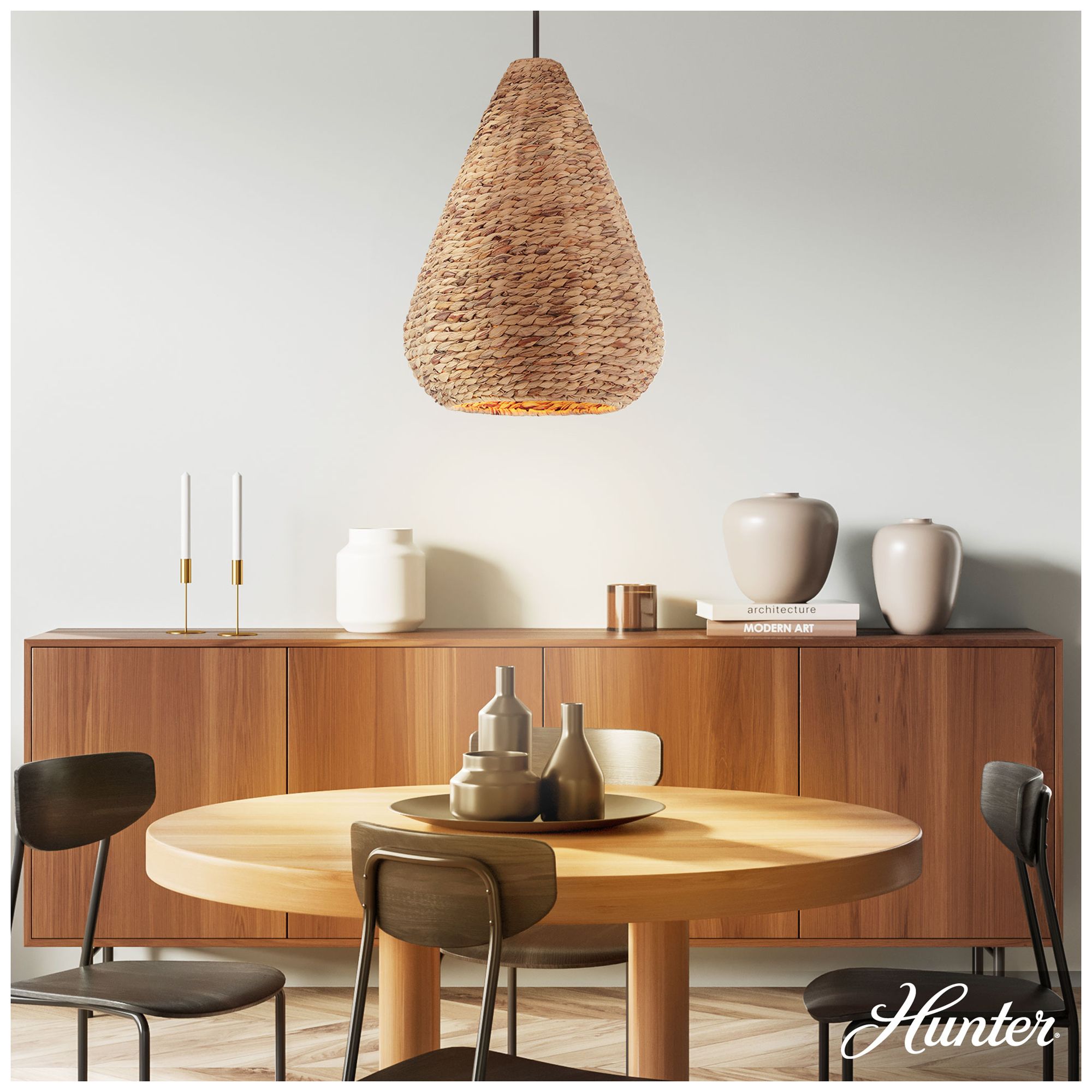 Image 3 Hunter Cambria Matte Black 3 Light Large Pendant Ceiling Light Fixture more views