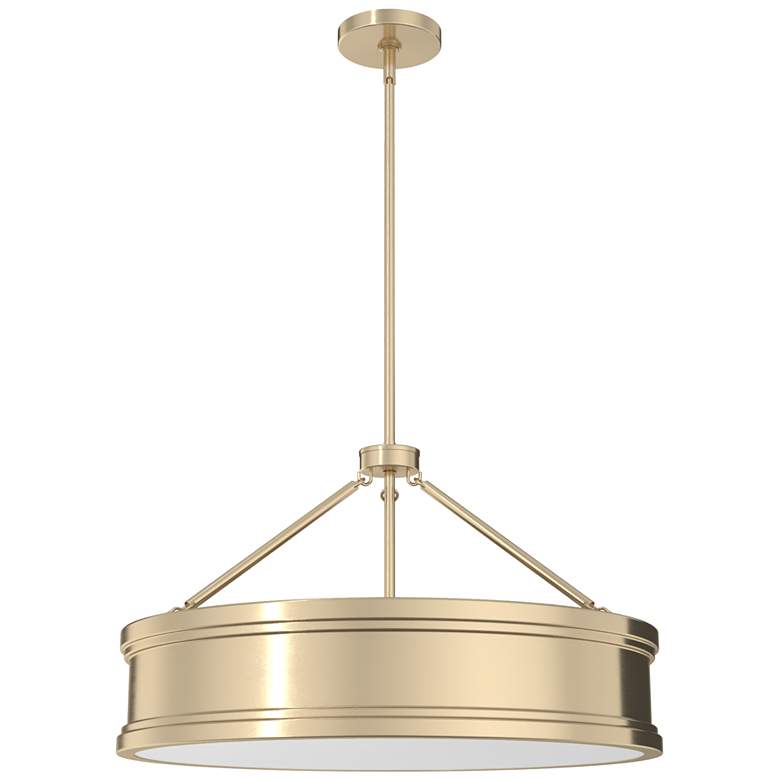 Image 1 Hunter Capshaw Alturas Gold with Painted Cased White Glass 6 Light Pendant
