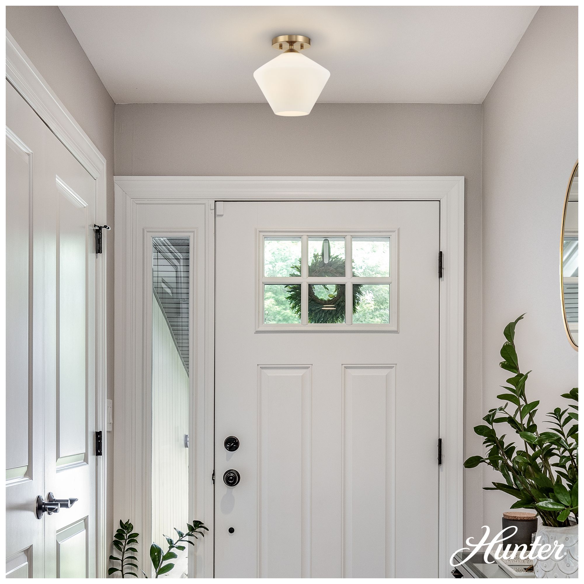 Image 3 Hunter Celestial Valley Alturas Gold with Cased White Glass Flush Mount more views