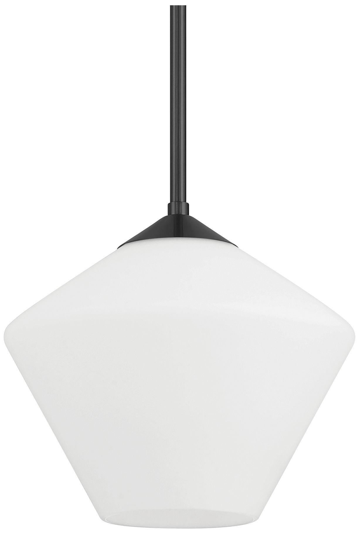 Hunter Celestial Valley Matte Black with Cased White Glass 1 Light Pendant
