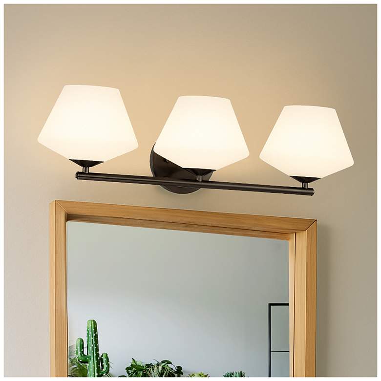 Image 1 Hunter Celestial Valley Matte Black with Cased White Glass 3 Light Vanity
