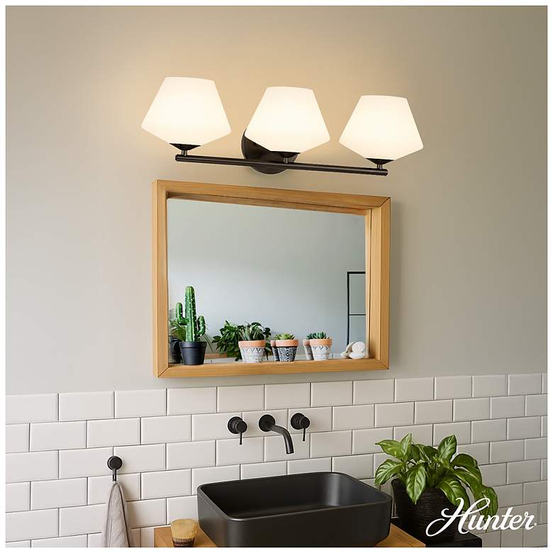 Image 3 Hunter Celestial Valley Matte Black with Cased White Glass 3 Light Vanity more views