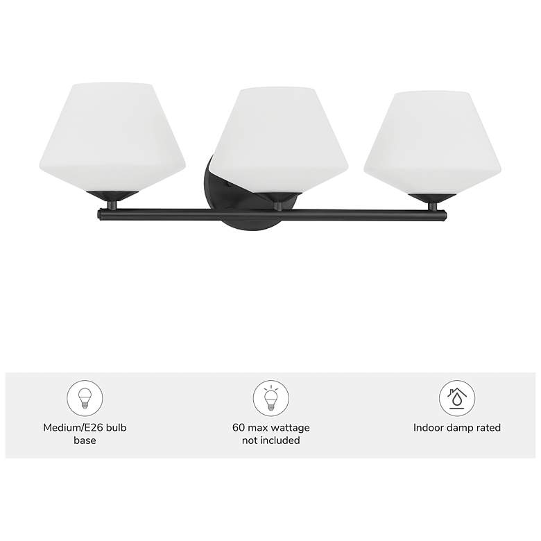 Image 5 Hunter Celestial Valley Matte Black with Cased White Glass 3 Light Vanity more views