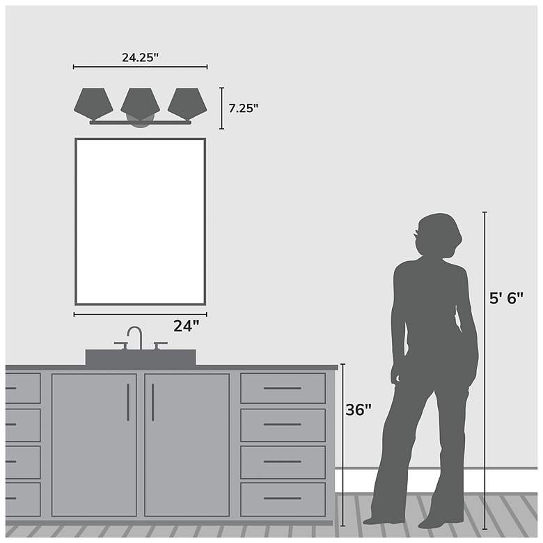 Image 6 Hunter Celestial Valley Matte Black with Cased White Glass 3 Light Vanity more views