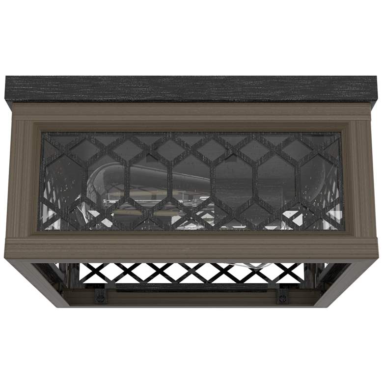 Image 1 Hunter Chevron Rustic Iron and French Oak 2 Light Flush Mount