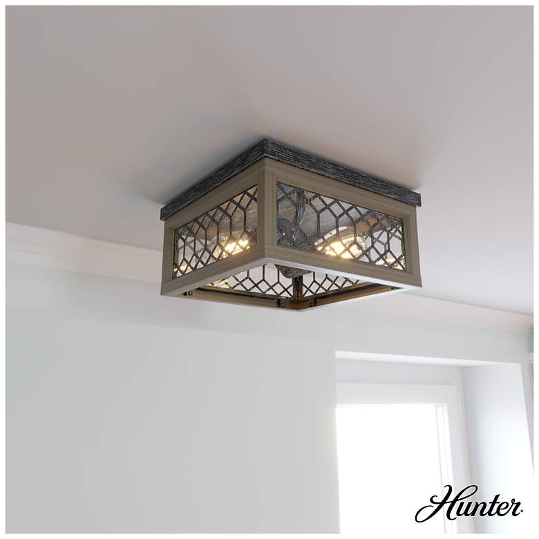 Image 4 Hunter Chevron Rustic Iron and French Oak 2 Light Flush Mount more views