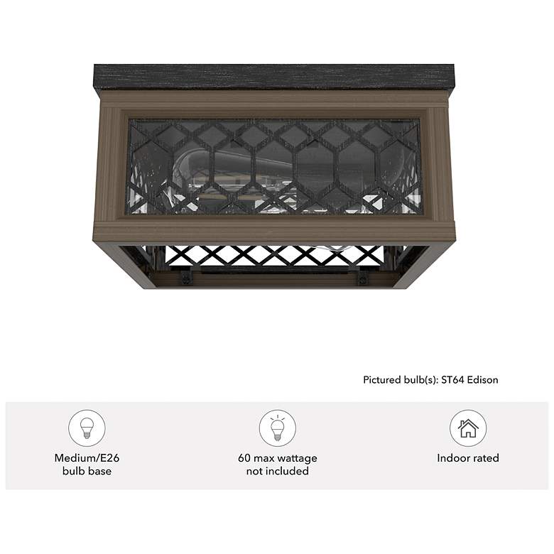 Image 6 Hunter Chevron Rustic Iron and French Oak 2 Light Flush Mount more views