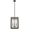 Hunter Chevron Rustic Iron and French Oak with Seeded Glass 4 Light Pendant