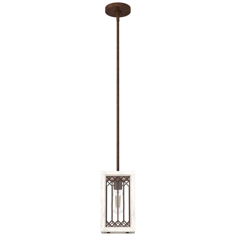 Image 1 Hunter Chevron Textured Rust and Distressed White 1 Light Pendant