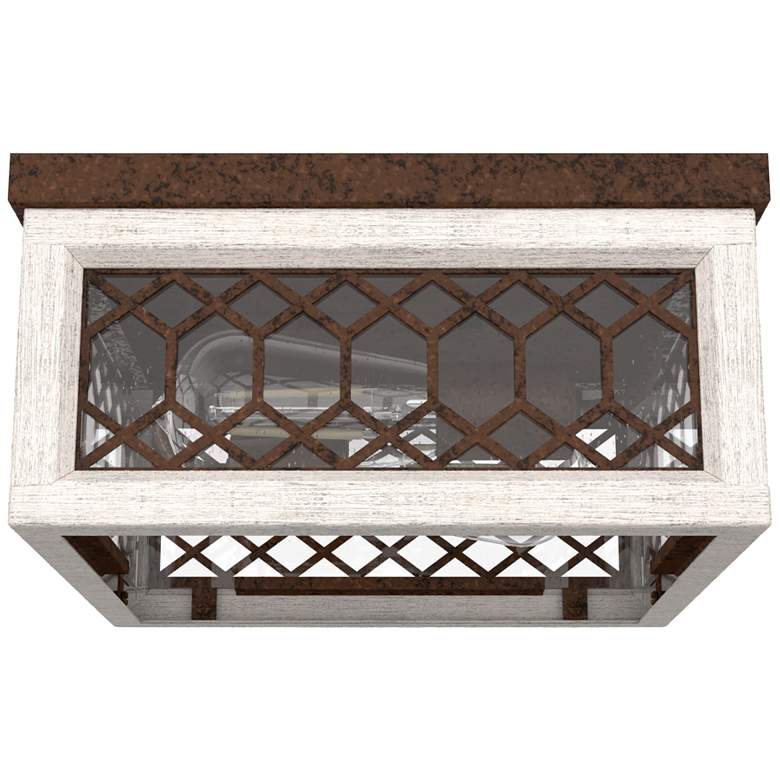 Image 1 Hunter Chevron Textured Rust and Distressed White 2 Light Flush Mount