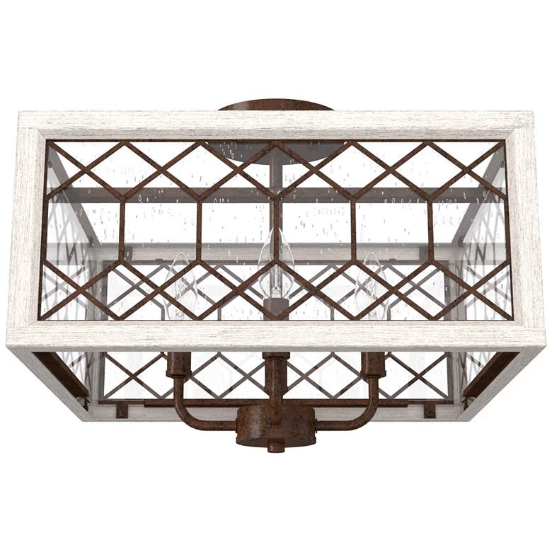 Image 1 Hunter Chevron Textured Rust and Distressed White 4 Light Flush Mount