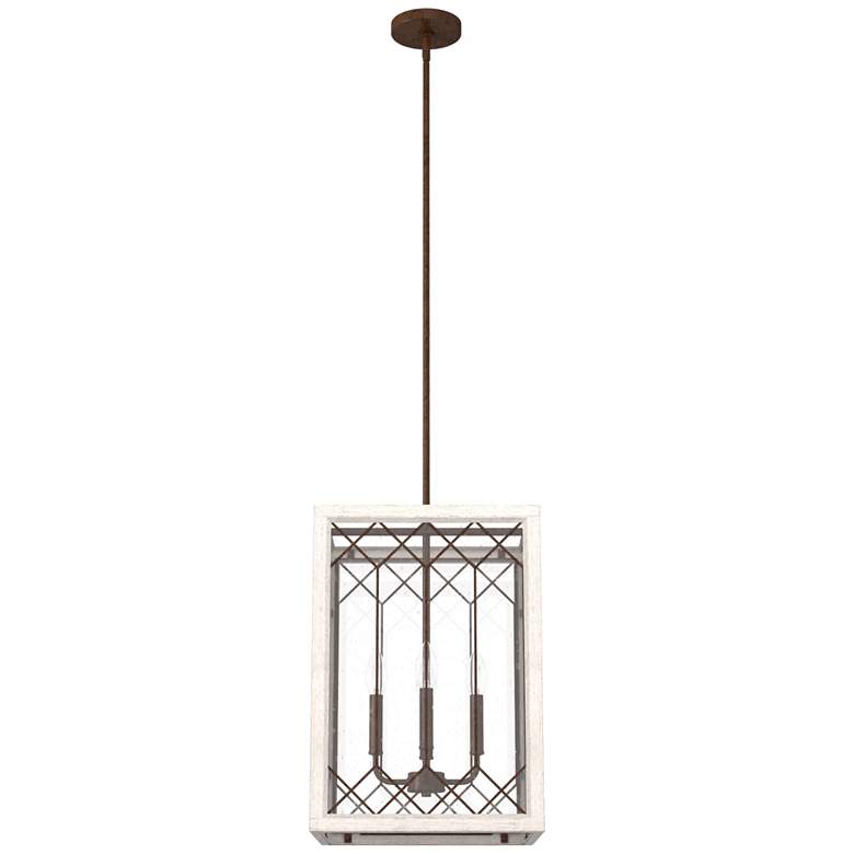 Image 1 Hunter Chevron Textured Rust and Distressed White 4 Light Pendant