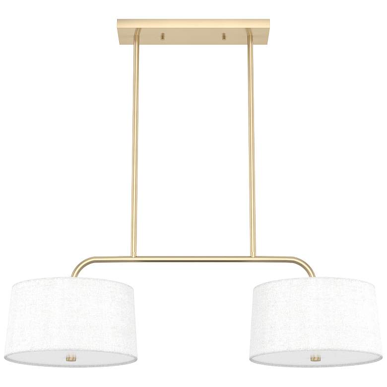 Image 1 Hunter Cottage Hill Alturas Gold and Off White Linen 4 Light Pendant