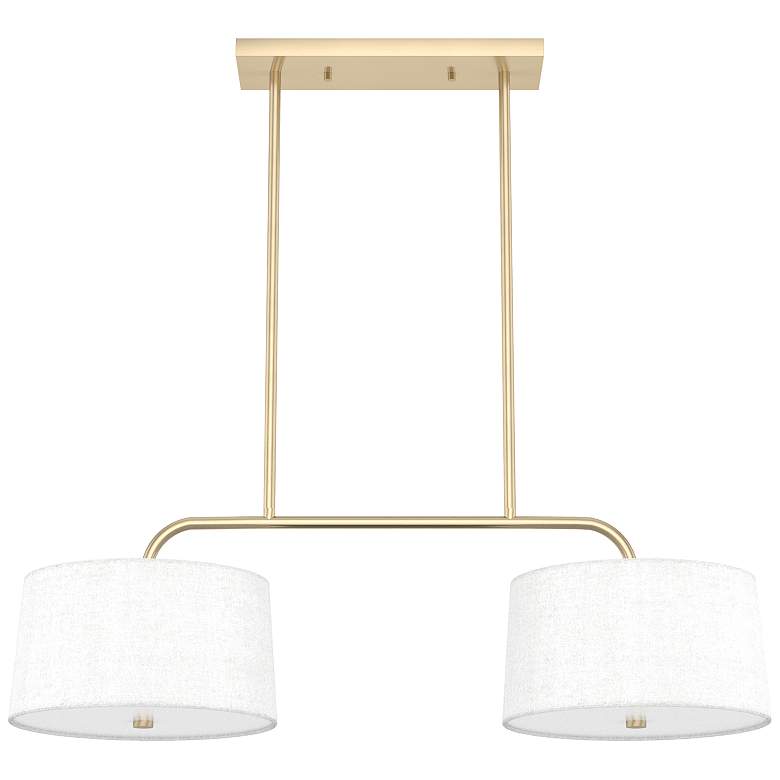 Image 1 Hunter Cottage Hill Alturas Gold and Off White Linen 4 Light Pendant