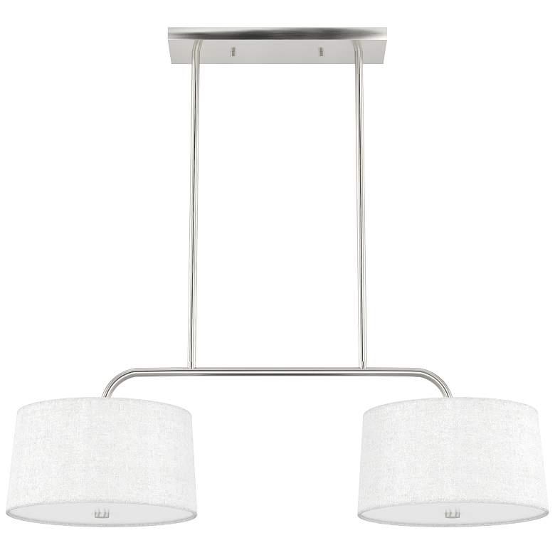 Image 1 Hunter Cottage Hill Brushed Nickel and Off White Linen 4 Light Pendant
