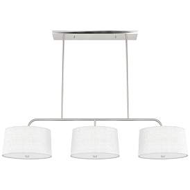 Image1 of Hunter Cottage Hill Brushed Nickel and Off White Linen 6 Light Chandelier