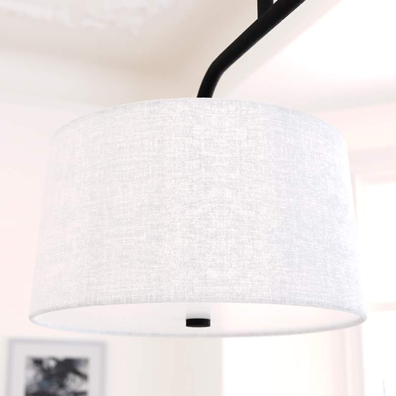 Image 1 Hunter Cottage Hill Natural Iron and Off White Linen 4 Light Pendant