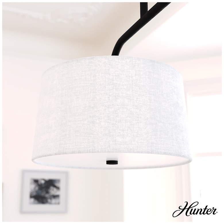 Image 4 Hunter Cottage Hill Natural Iron and Off White Linen 4 Light Pendant more views