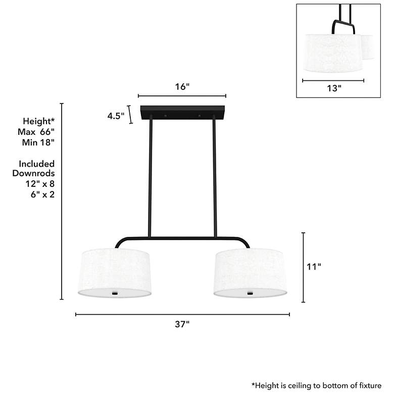 Image 5 Hunter Cottage Hill Natural Iron and Off White Linen 4 Light Pendant more views