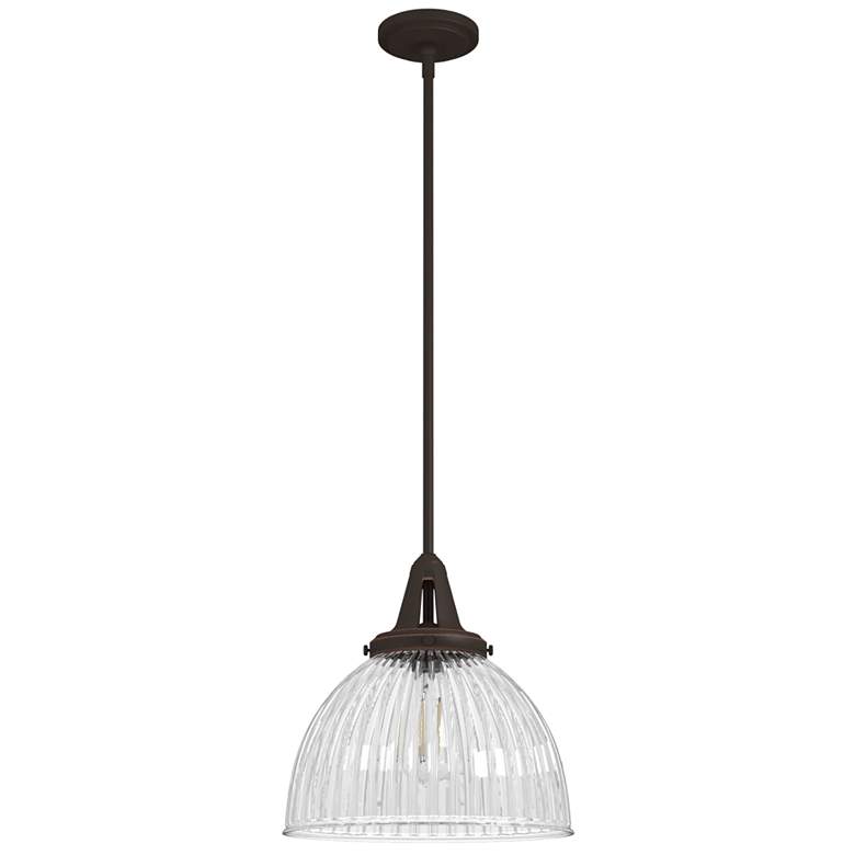 Image 1 Hunter Cypress Grove Brushed Nickel with Clear Glass 1 Light Pendant