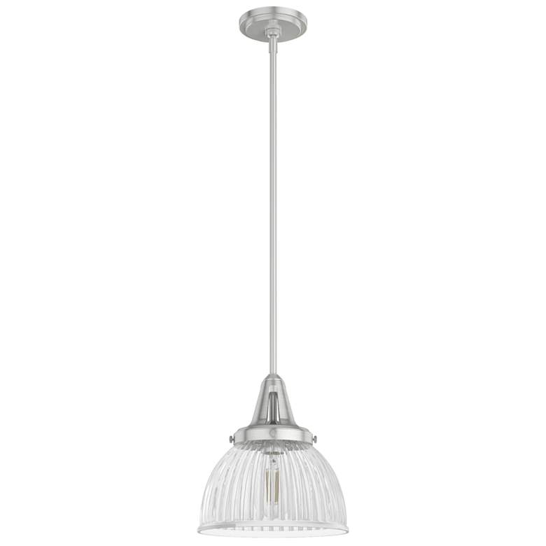Image 1 Hunter Cypress Grove Brushed Nickel with Clear Glass 1 Light Pendant