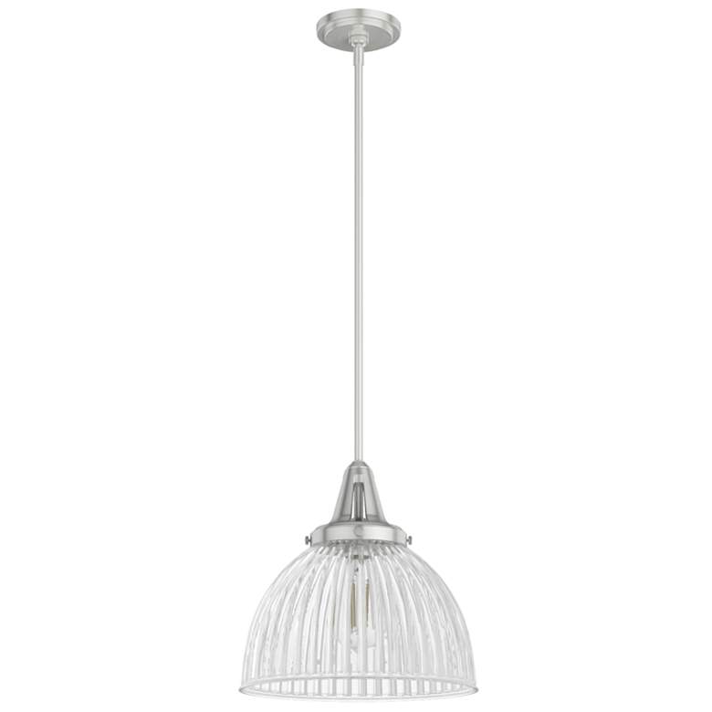 Image 1 Hunter Cypress Grove Brushed Nickel with Clear Glass 1 Light Pendant