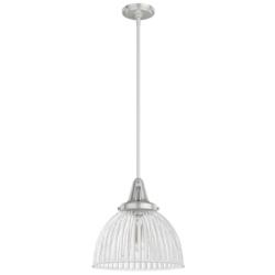 Hunter Cypress Grove Brushed Nickel with Clear Glass 1 Light Pendant