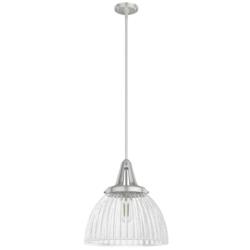 Hunter Cypress Grove Brushed Nickel with Clear Glass 1 Light Pendant