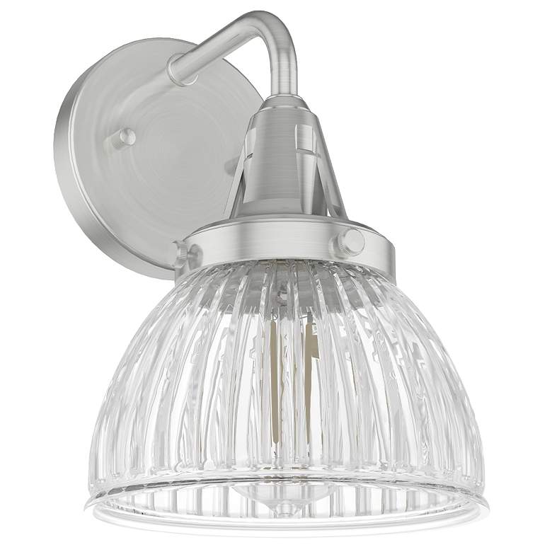 Image 1 Hunter Cypress Grove Brushed Nickel with Clear Glass 1 Light Sconce Wall