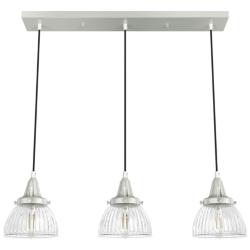 Hunter Cypress Grove Brushed Nickel with Clear Glass 3 Light Cluster