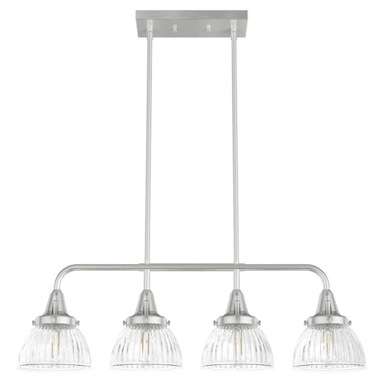 Image 1 Hunter Cypress Grove Brushed Nickel with Clear Glass 4 Light Chandelier