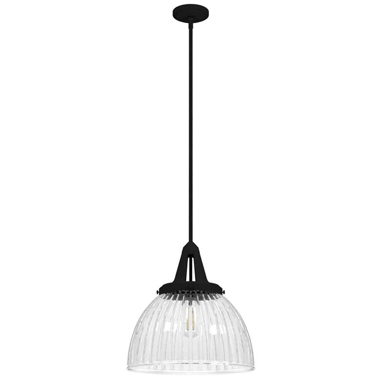 Image 1 Hunter Cypress Grove Natural Iron with Clear Glass 1 Light Pendant