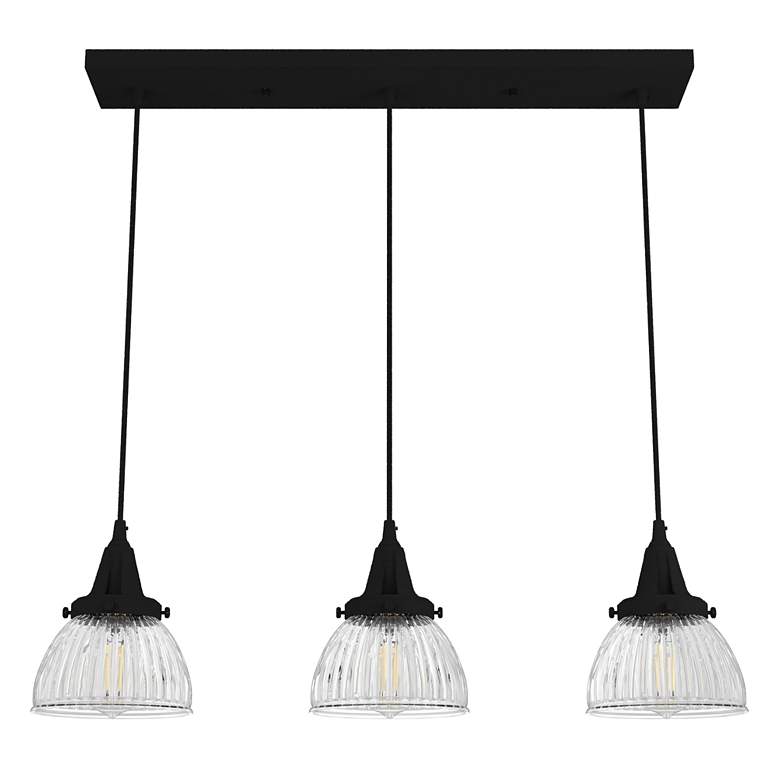 Image 1 Hunter Cypress Grove Natural Iron with Clear Glass 3 Light Cluster