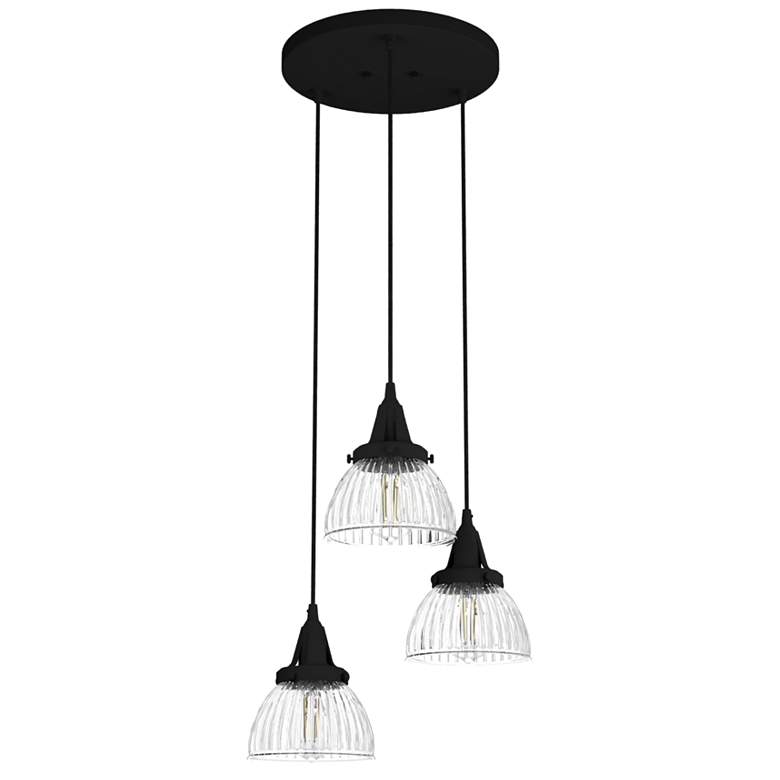 Image 1 Hunter Cypress Grove Natural Iron with Clear Glass 3 Light Cluster