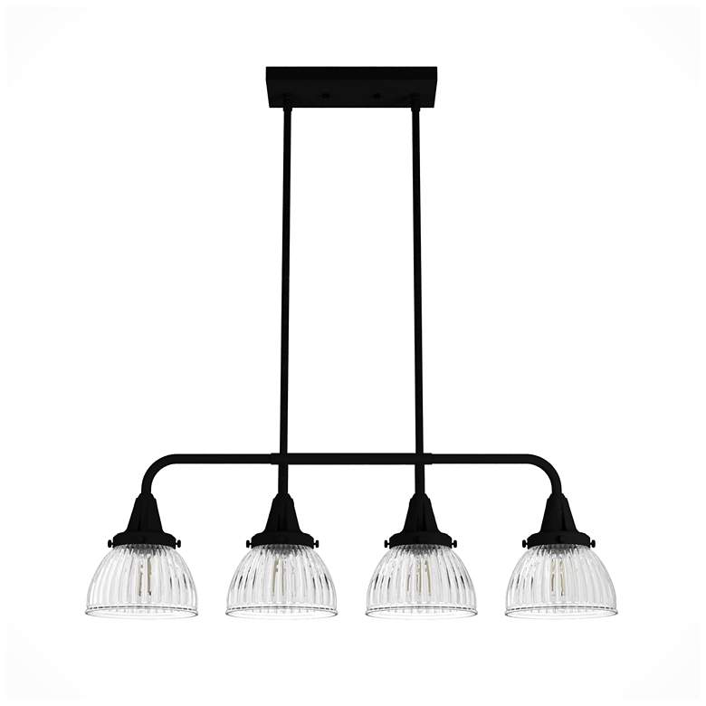 Image 1 Hunter Cypress Grove Natural Iron with Clear Glass 4 Light Chandelier