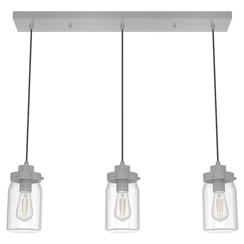 Image 1 Hunter Devon Park Brushed Nickel with Clear Glass 3 Light Cluster Light