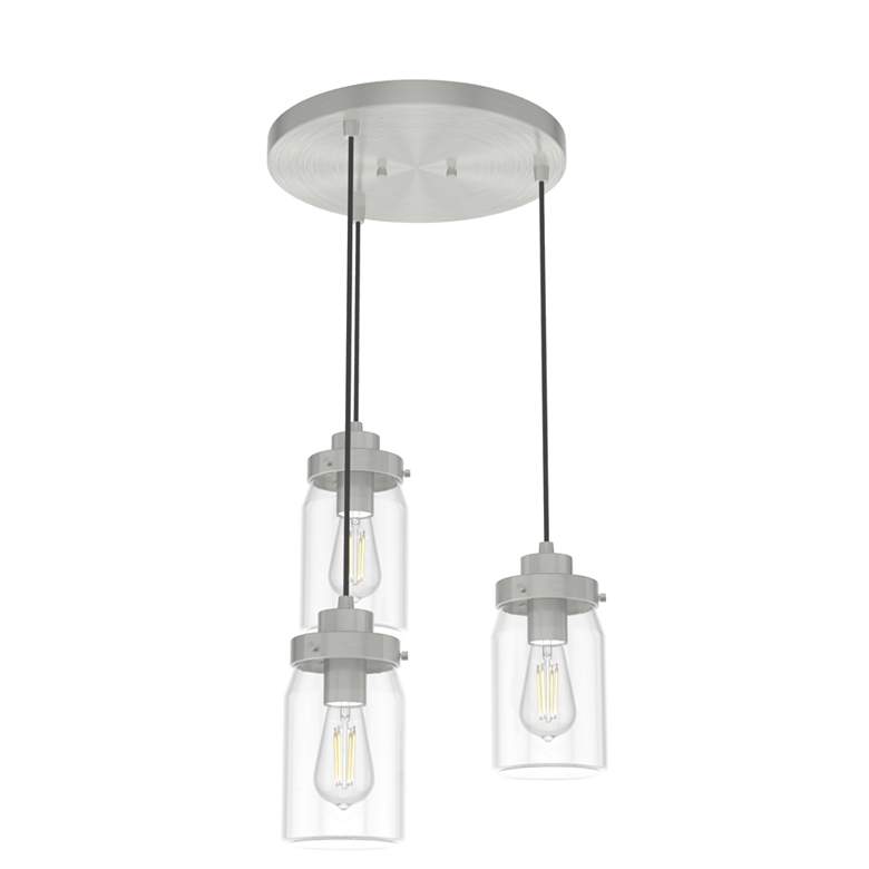 Image 1 Hunter Devon Park Brushed Nickel with Clear Glass 3 Light Cluster Light