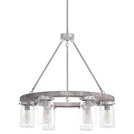 Image1 of Hunter Devon Park Brushed Nickel with Clear Glass 6 Light Chandelier